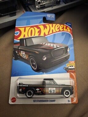 Hot Wheels '63 Studebaker Champ Kids Die-Cast Truck - Black with Orange Accents